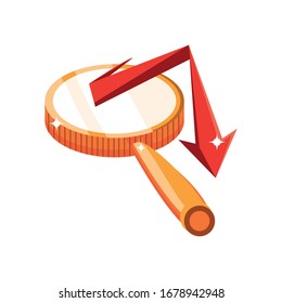 magnifying glass with red arrow on white background vector illustration design