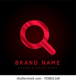 Magnifying glass red chromium metallic logo
