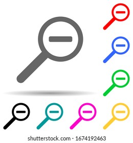 magnifying glass reduce multi color style icon. Simple thin line, outline vector of web icons for ui and ux, website or mobile application