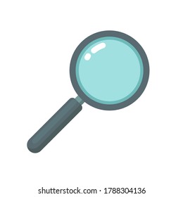 Vidrio de aumento con icono de reflexión aislado sobre fondo blanco.  Análisis, exploración, zoom, escrutinio, auditoría, conceptos empresariales. Ilustración plana vectorial. 