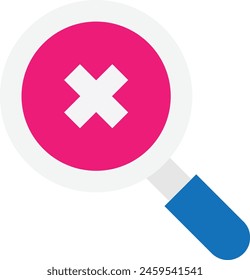 Magnifying Glass Reject Icon Vector Flat Illustration