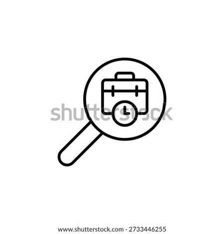 Magnifying Glass Revealing Briefcase And Clock, Job Opportunity Illustration