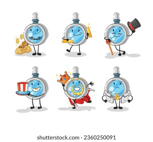 the magnifying glass rich character. cartoon mascot vector