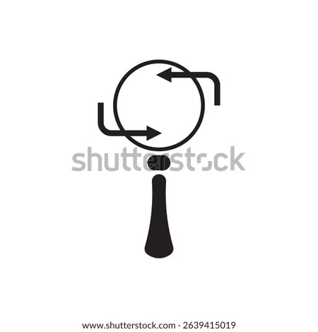 magnifying glass with rotating arrows for reloading or refreshing searches. Ideal for data syncing, analytics, or browser UI.