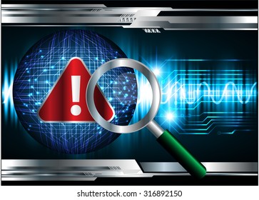 Magnifying Glass scanning and identifying a computer virus. Antivirus protection and computer security concept. PC. vector one zero. scan. technology digital website internet web.