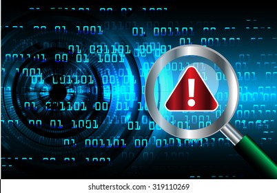 Magnifying Glass scanning and identifying a computer virus. Antivirus protection and computer security concept. PC. vector one zero. scan. technology digital website internet web. World Map, Global.