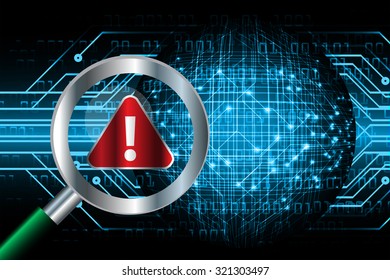 Magnifying Glass scanning and identifying a computer virus. Antivirus protection and computer security concept. PC. one zero. scan. technology digital website internet web. vector