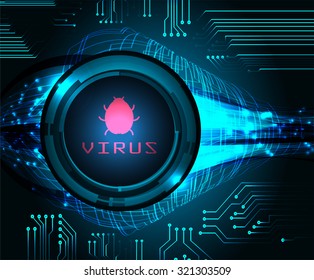 Magnifying Glass scanning and identifying a computer virus. Antivirus protection and computer security concept. PC. one zero. scan. technology digital website internet web. vector