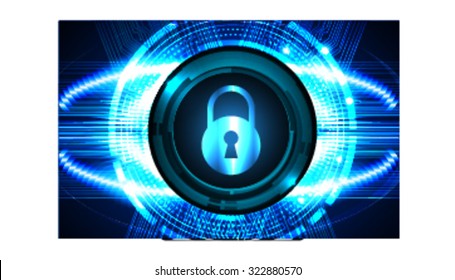 Magnifying Glass scanning and identifying a computer virus. Anti virus protection and computer security concept. PC. one zero. scan. technology digital website internet web. lock, key, Padlock