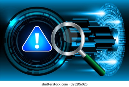 Magnifying Glass scanning and identifying a computer virus. Antivirus protection and computer security concept. PC. vector one zero. scan. technology digital website internet web. vector