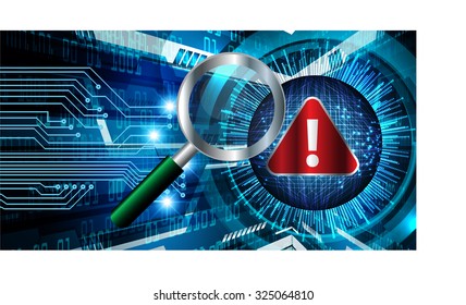 Magnifying Glass scanning and identifying a computer virus. Antivirus protection and computer security concept. PC. vector one zero. scan. technology digital website internet web.