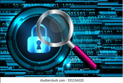 Magnifying Glass scanning and identifying a computer virus. Antivirus protection and computer security concept. PC.one zero.scan.technology digital website internet web.fingerprint. scanning.lock, key