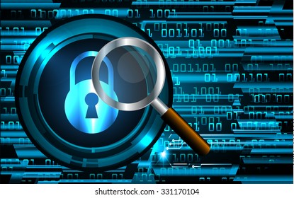 Magnifying Glass scanning and identifying a computer virus. Antivirus protection and computer security concept. PC.one zero.scan.technology digital website internet web.fingerprint. scanning.lock, key