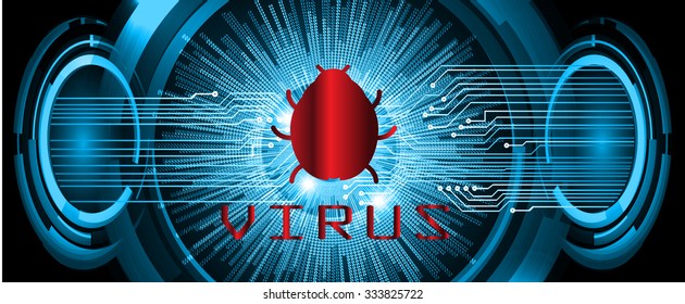 Magnifying Glass scanning and identifying a computer virus. Antivirus protection security concept. PC. vector. scan. technology digital website internet web. scanning. 