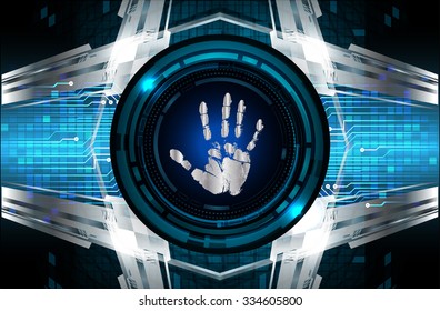 Magnifying Glass scanning and identifying a computer virus. Antivirus protection security concept. PC. vector. scan. technology digital website internet web. scanning. Hand print.