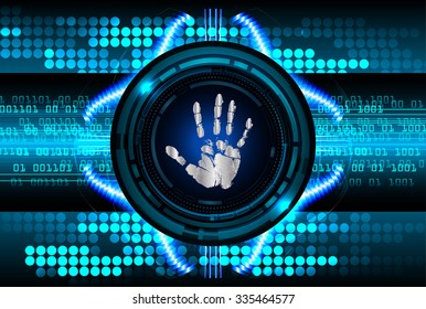 Magnifying Glass scanning and identifying a computer virus. Antivirus protection security concept. PC. vector. scan. technology digital website internet web. scanning. Hand print.