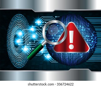 Magnifying Glass scanning and identifying a computer virus. Antivirus protection and computer security concept. PC. vector one zero. scan. technology digital website internet web. lock, key, Padlock