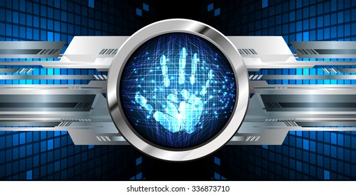 Magnifying Glass scanning and identifying a computer virus. Antivirus protection security concept. PC. vector. scan. technology digital website internet web. scanning. Hand print.
