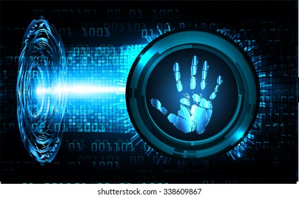 Magnifying Glass scanning and identifying a computer virus. Antivirus protection security concept. PC. vector. scan. technology digital website internet web. scanning. Hand print. vector