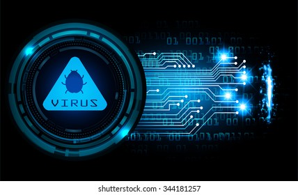 Magnifying Glass scanning and identifying a computer virus. Antivirus protection and computer security concept. PC. vector one zero. scan. technology digital website internet web. lock, key, Padlock