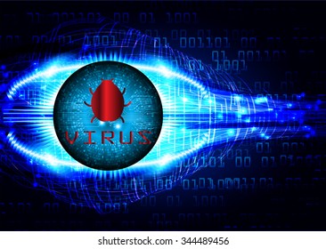Magnifying Glass scanning and identifying a computer virus. Antivirus protection and computer security concept. PC. vector one zero. scan. technology digital website internet web