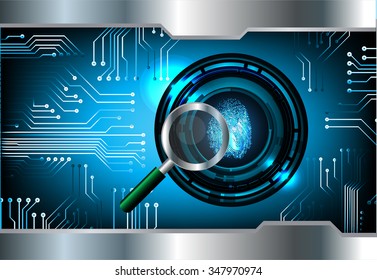 Magnifying Glass scanning and identifying a computer virus. Antivirus protection security concept. PC. vector. scan. technology digital website internet web. scanning. Hand print. vector