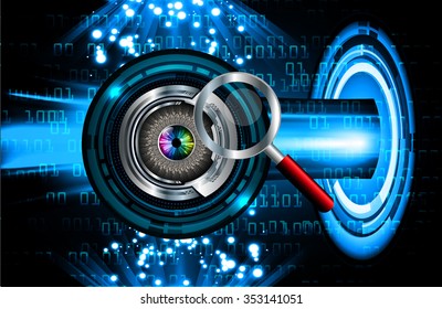 Magnifying Glass scanning and identifying a computer virus. Antivirus protection and computer security concept. PC. one zero. scan. technology digital website internet web. vector 