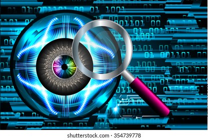 Magnifying Glass scanning and identifying a computer virus. Antivirus protection security concept. PC. vector. scan. technology digital website internet web. scanning. eye. vector