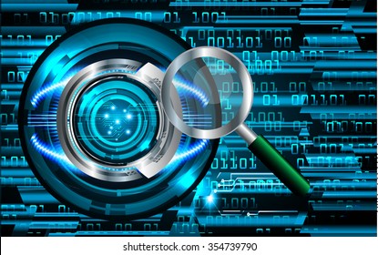 Magnifying Glass scanning and identifying a computer virus. Antivirus protection security concept. PC. vector. scan. technology digital website internet web. scanning. eye. vector