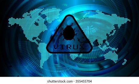 Magnifying Glass scanning and identifying a computer virus. Antivirus protection and computer security concept. PC. vector one zero. scan. technology digital website internet web. scan virus map world