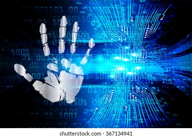 Magnifying Glass scanning and identifying a computer virus. Antivirus protection security concept. PC. vector. scan. technology digital website internet web. scanning. Hand print. vector