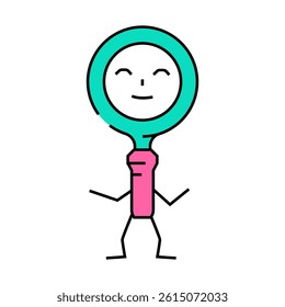 magnifying glass school character line icon vector. magnifying glass school character sign. isolated symbol illustration