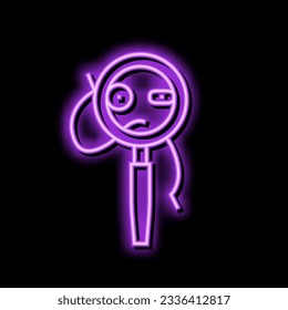 magnifying glass school character neon light sign vector. magnifying glass school character sign. isolated symbol illustration