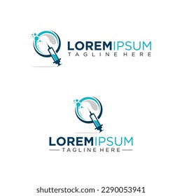 magnifying glass science a logo vector