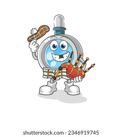 the magnifying glass scottish with bagpipes vector. cartoon character