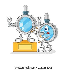 the magnifying glass sculptor character. cartoon mascot vector