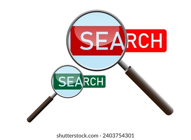 Magnifying glass with search bar. Vector illustration 