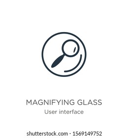 Magnifying glass search button icon vector. Trendy flat magnifying glass search button icon from user interface collection isolated on white background. Vector illustration can be used for web and 