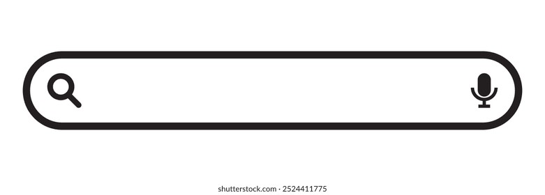 Magnifying glass search button and microphone record icon for voice search in the search bar. Vector illustration.