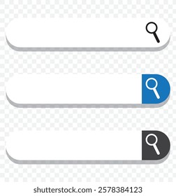 A magnifying glass search button and a microphone icon for voice search in the search bar. Vector. Eps 10.