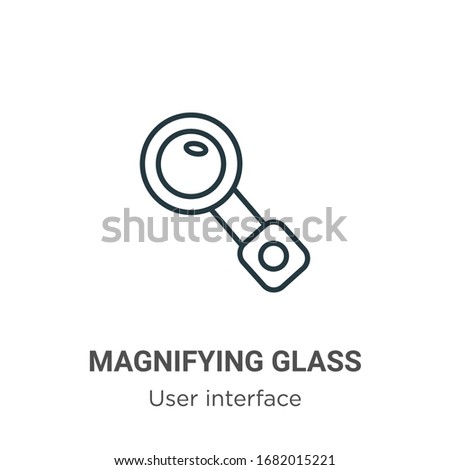 Magnifying glass search button outline vector icon. Thin line black magnifying glass search button icon, flat vector simple element illustration from editable user interface concept isolated stroke on