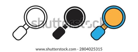 Magnifying Glass Search and Discovery Vector Icon. Minimalist magnifying glass icon design representing search engine optimization, data discovery, deep analysis, research, and inspection concepts.