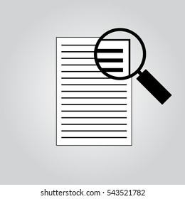 Magnifying glass - Search the document. Vector illustration