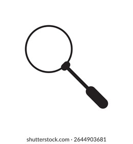  Magnifying glass search icon. Black outline magnifier for exploration, search, or research context.