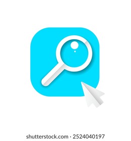 Magnifying glass or search icon button vector illustration. flat vector graphic loupe mobile app logo design template isolated on white background.