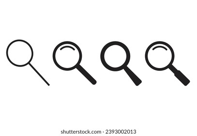 Magnifying glass or search icon. Collection of vector symbol on white background. Vector illustration.