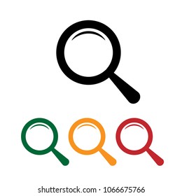 Magnifying glass or search icon, flat vector graphic on isolated background.