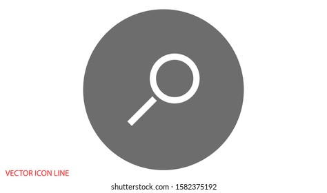 Magnifying glass or search icon, flat vector graphic on isolated background.Magnifying glass icon, vector magnifier for loupe sign. Vector magnifying glass icon with reflection