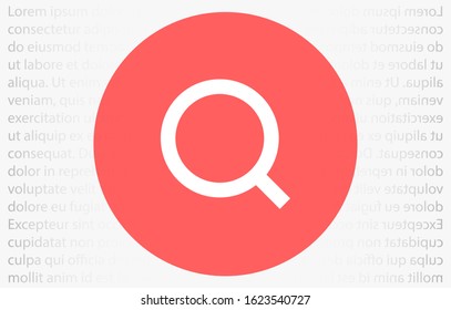 Magnifying glass or search icon, flat vector graphic on isolated background.Magnifying glass icon, vector magnifier for loupe sign. Vector magnifying glass icon with reflection