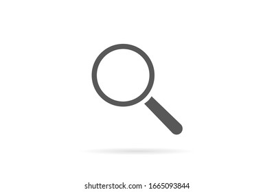 Magnifying glass or search icon, flat vector graphic on isolated background.Magnifying glass icon, vector magnifier for loupe sign. Vector magnifying glass icon with reflection